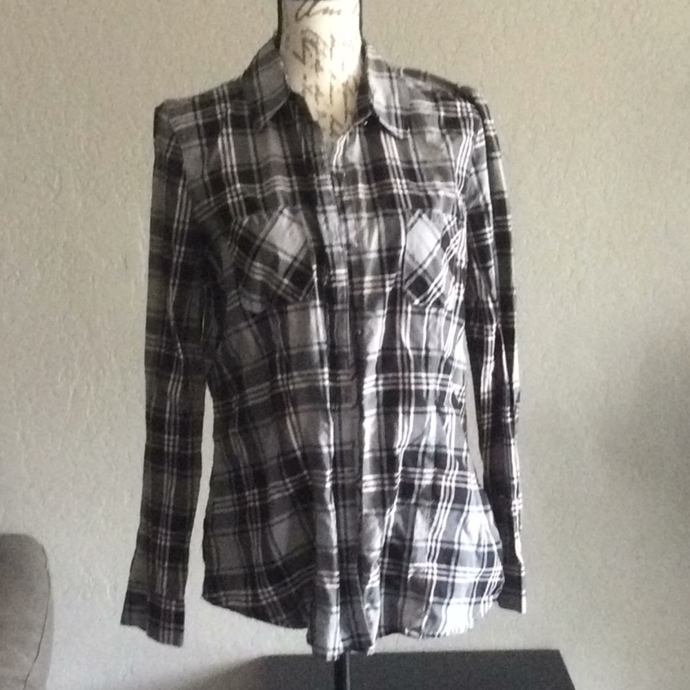 💋Route 66 flannel, button up blouse. Size L